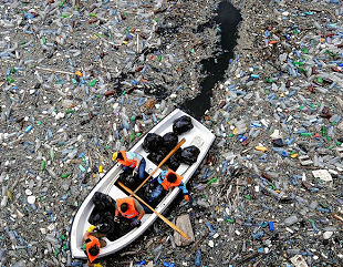 Plastic waste in river