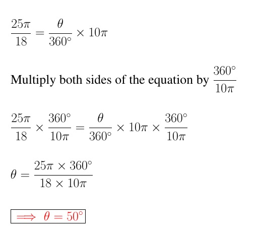 Central Angle Formula